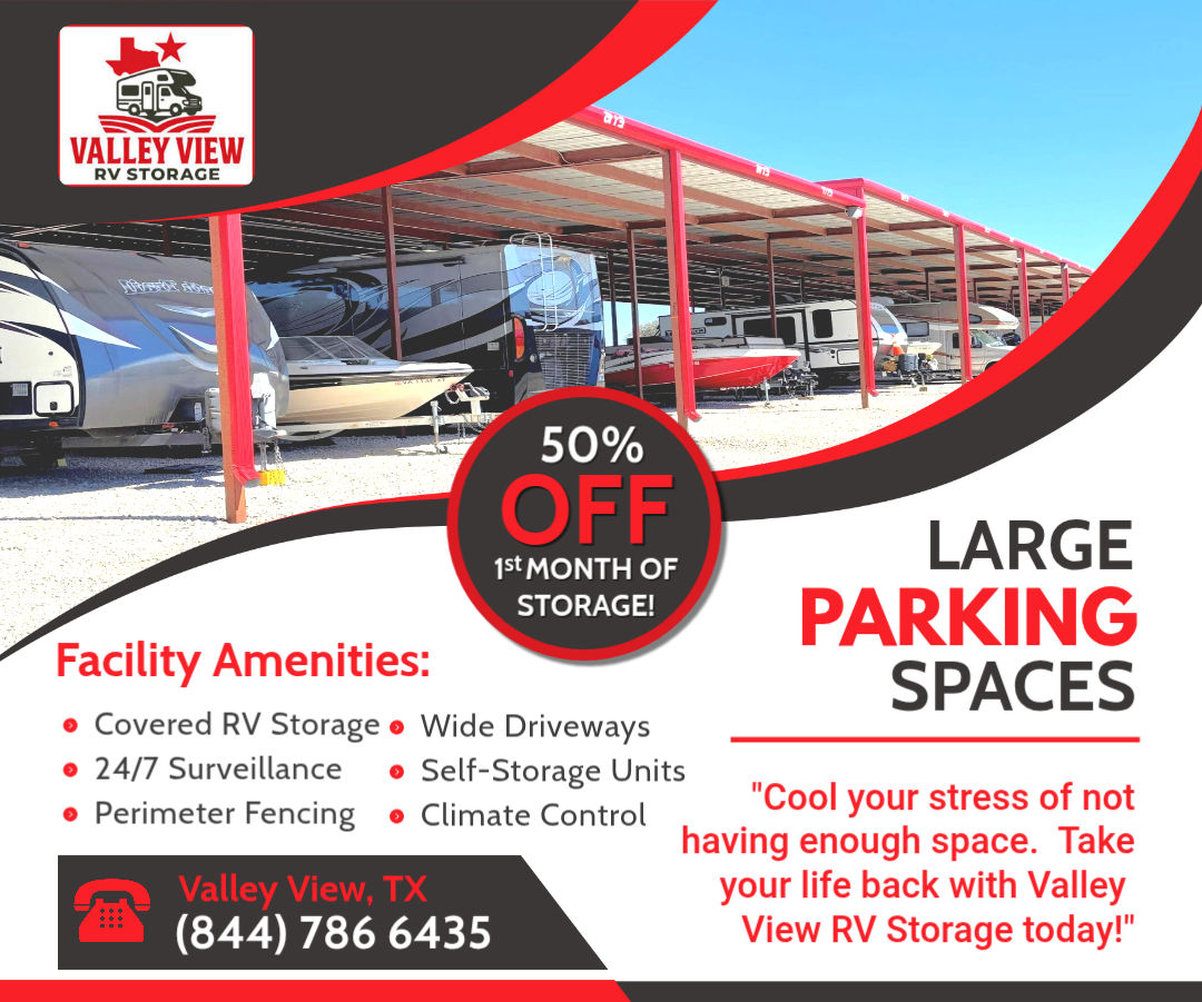 RV storage features and 50% off fist month at Valley View RV Storage!